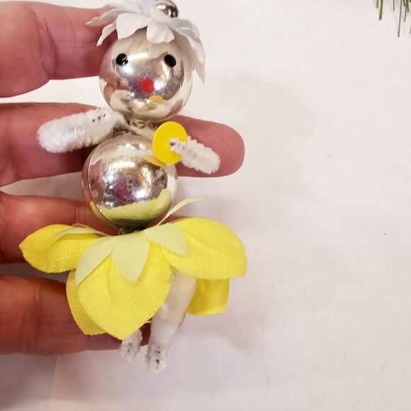 4 Vintage Pipe Cleaner & Glass? Figures People Christmas Ornaments Decorations - Picture 7 of 15